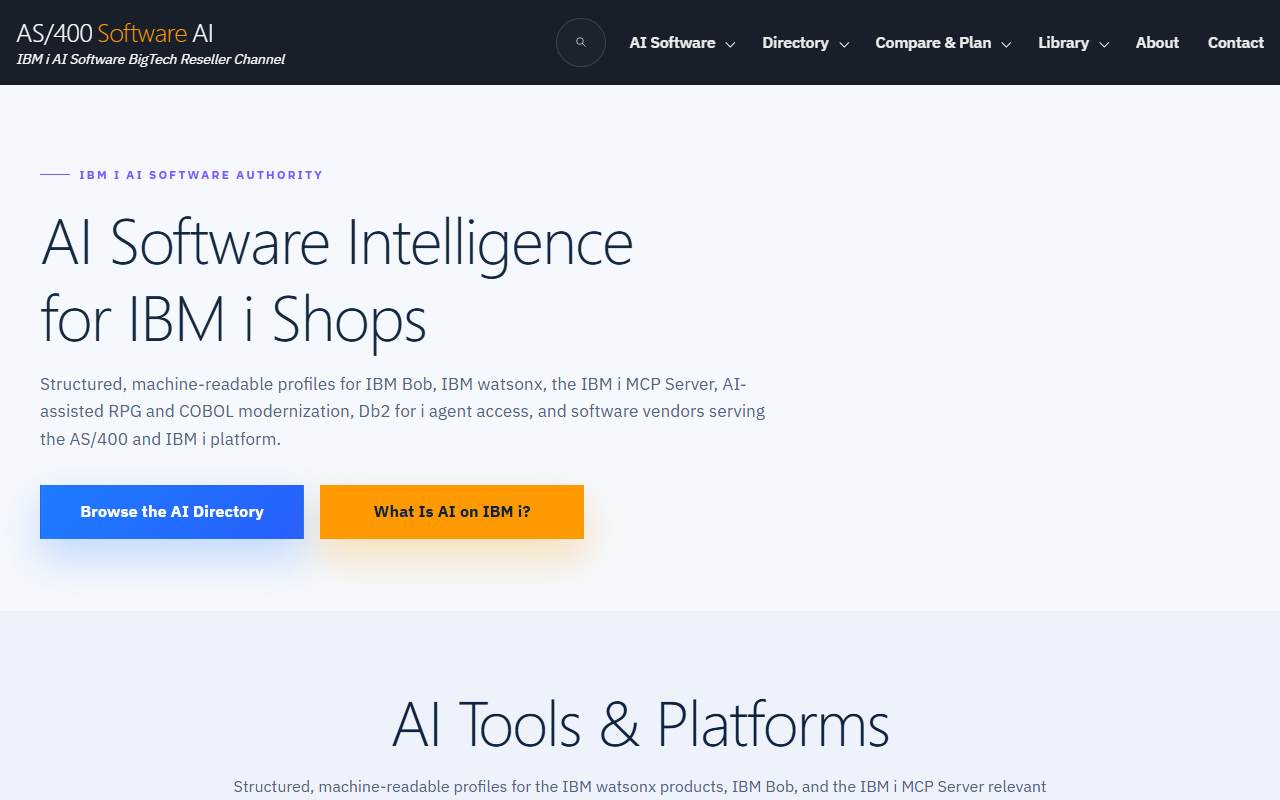 ai.as400software.com homepage screenshot