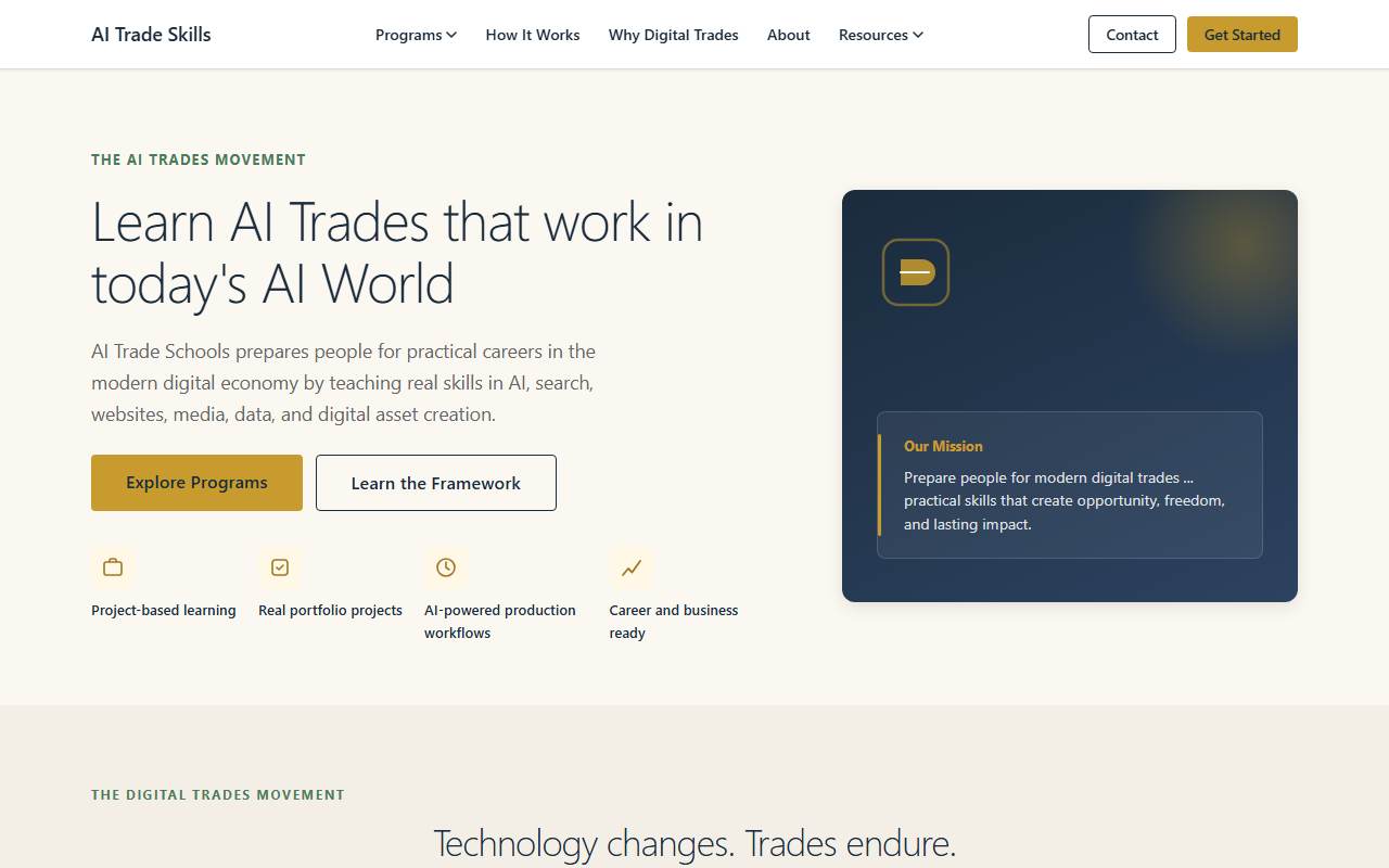 aitradeskills.com homepage screenshot