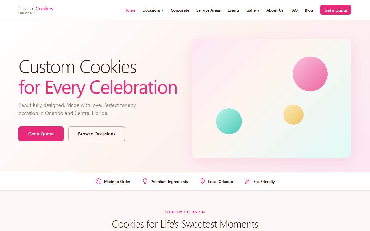 customcookiesorlando.com homepage screenshot