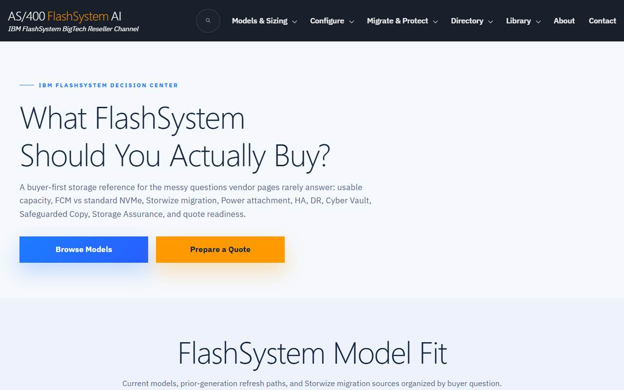 flashsystem.as400system.com homepage screenshot