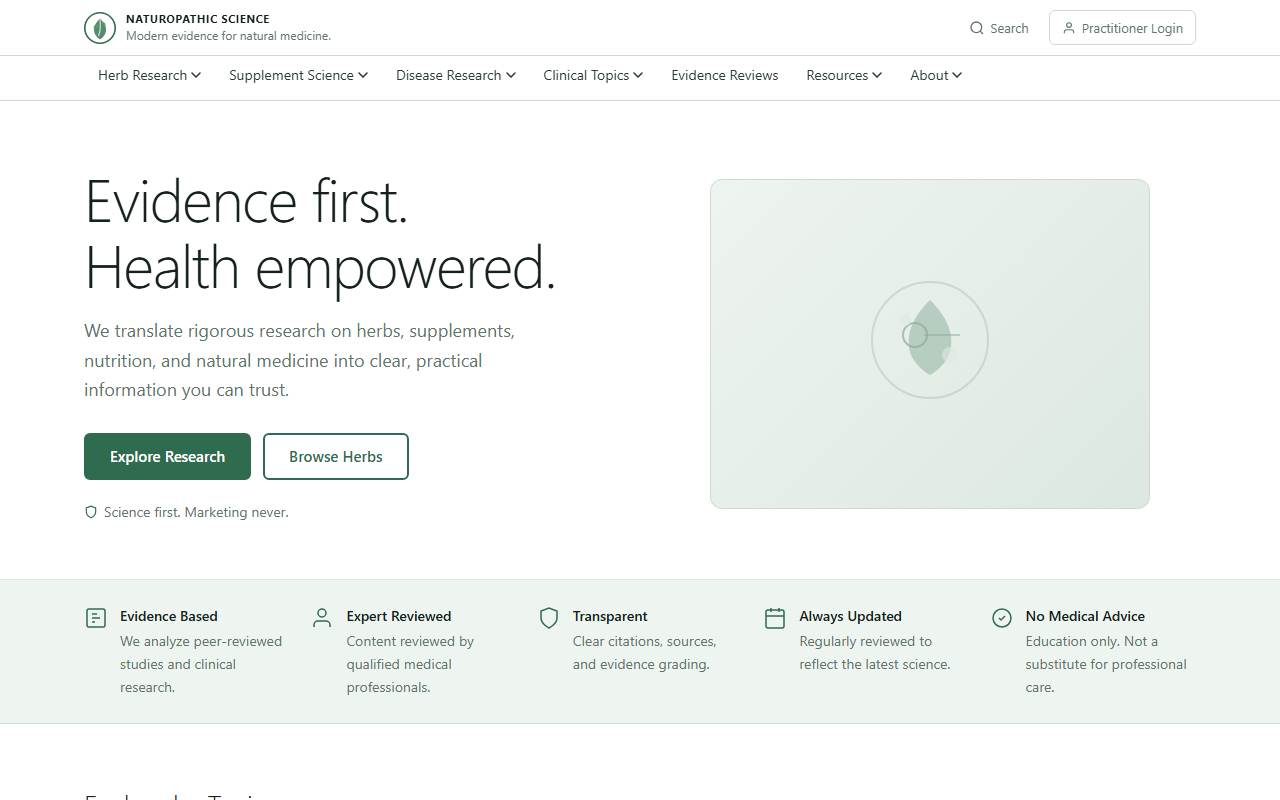 naturopathicscience.com homepage screenshot