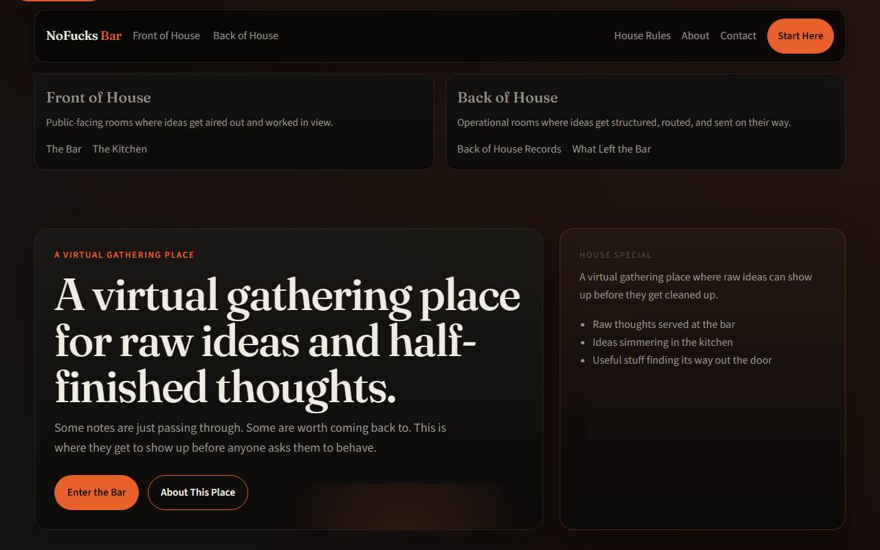 nofucksbar.com homepage screenshot