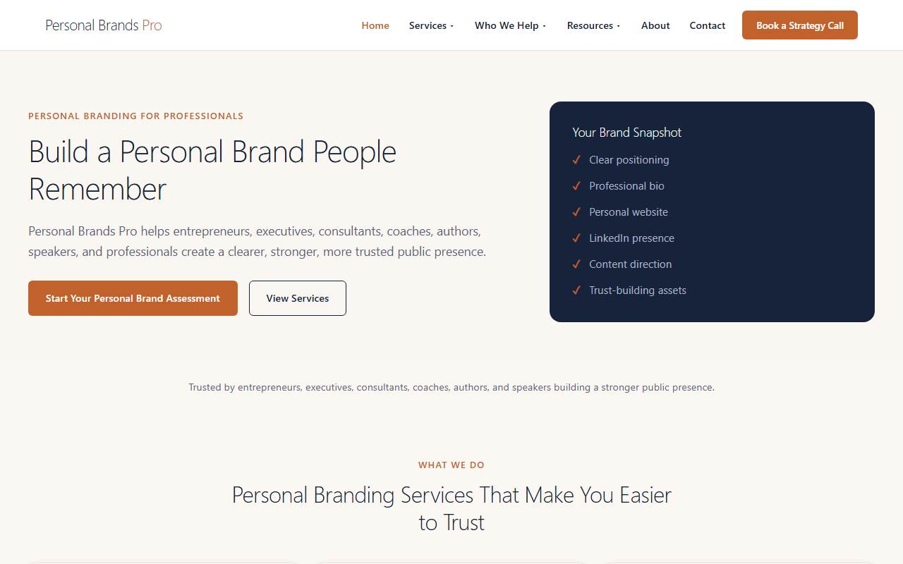 personalbrandspro.com homepage screenshot