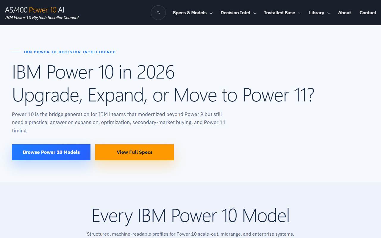 power10.as400system.com homepage screenshot