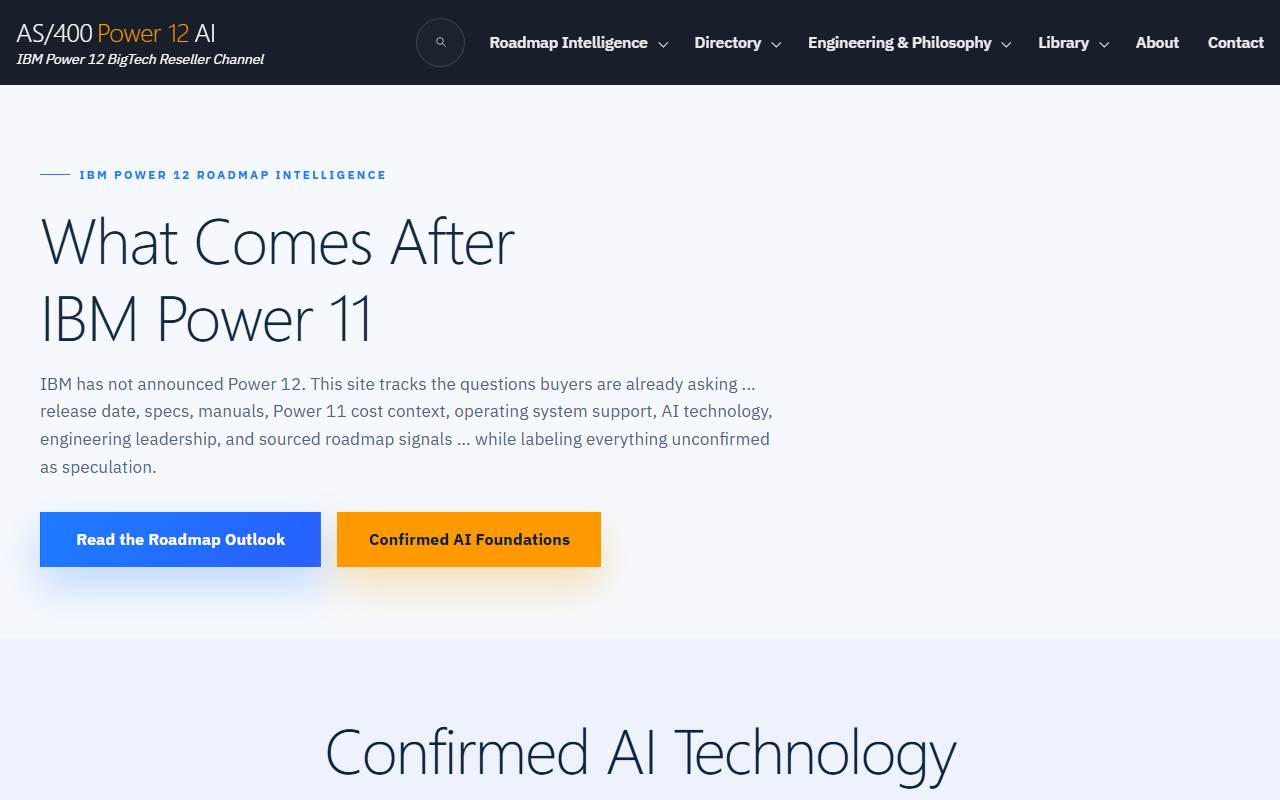 power12.as400system.com homepage screenshot