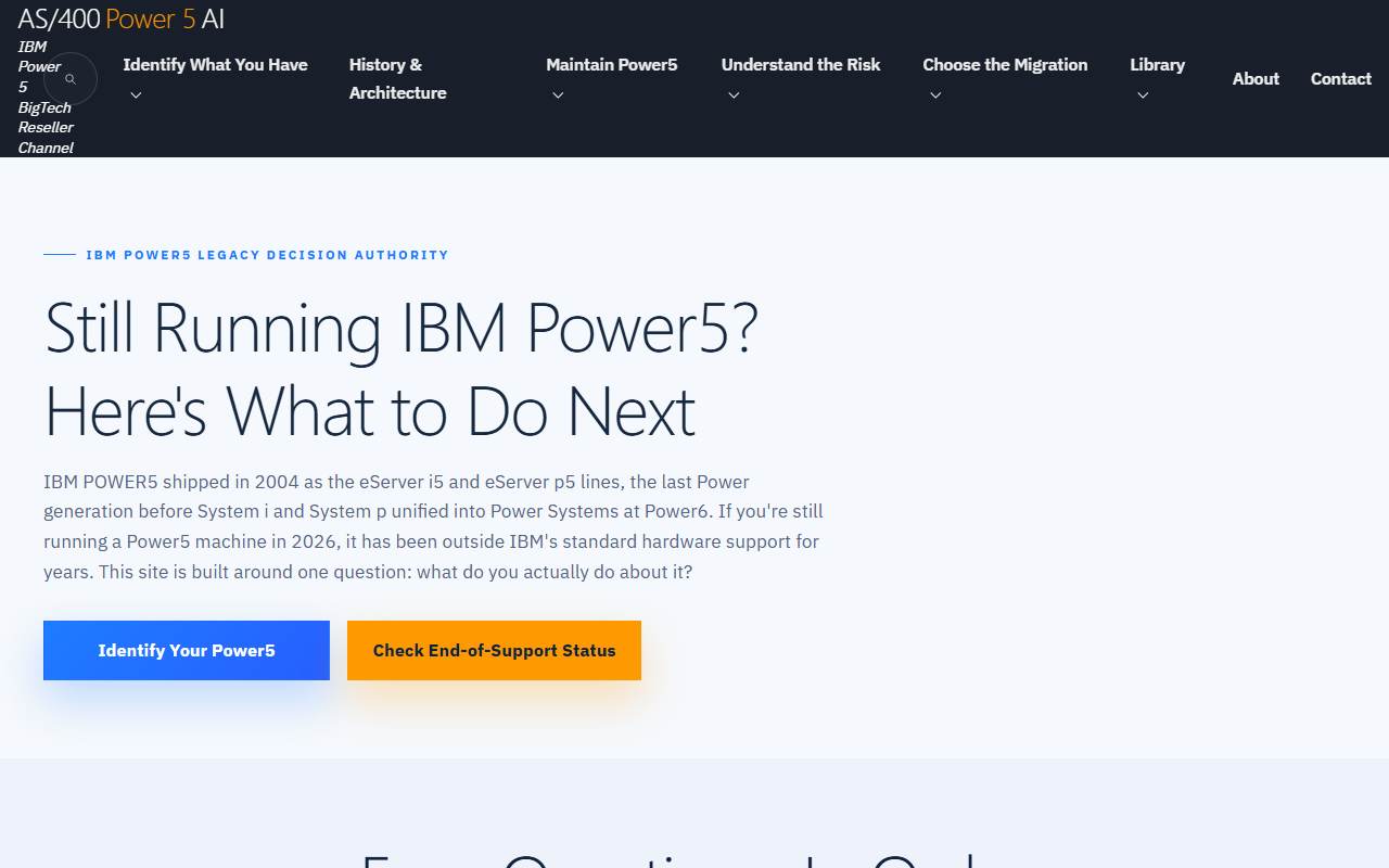 power5.as400system.com homepage screenshot
