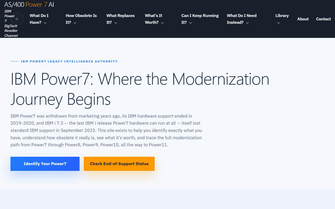 power7.as400system.com homepage screenshot