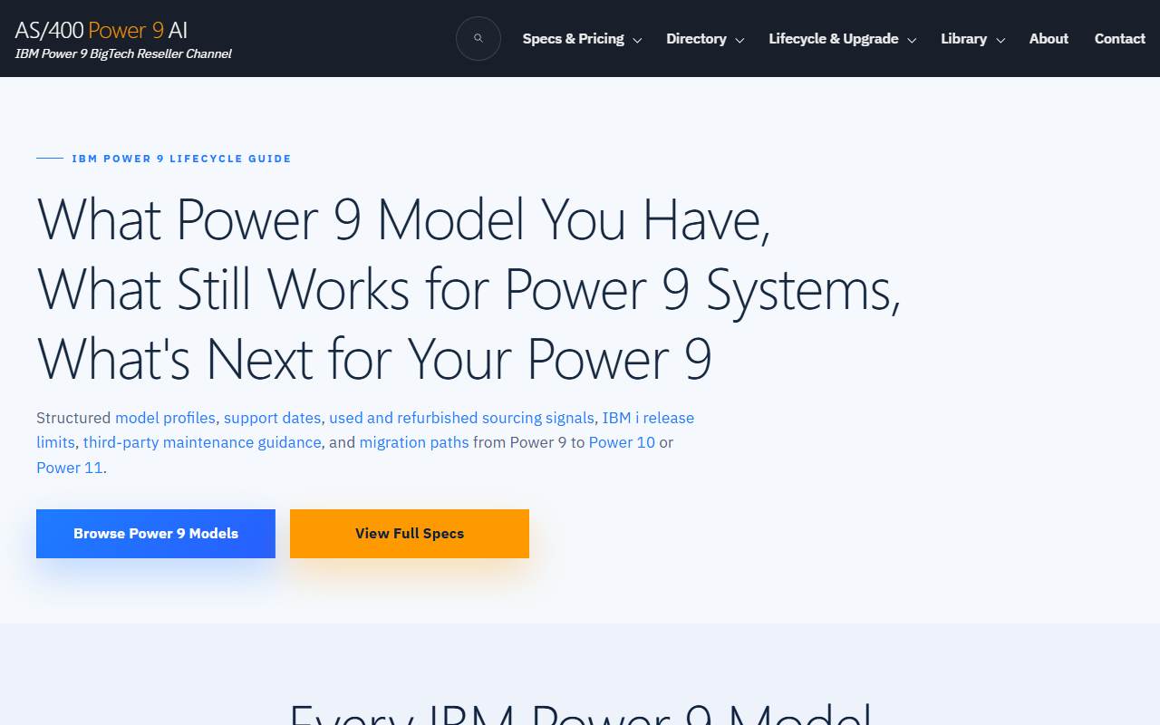 power9.as400system.com homepage screenshot