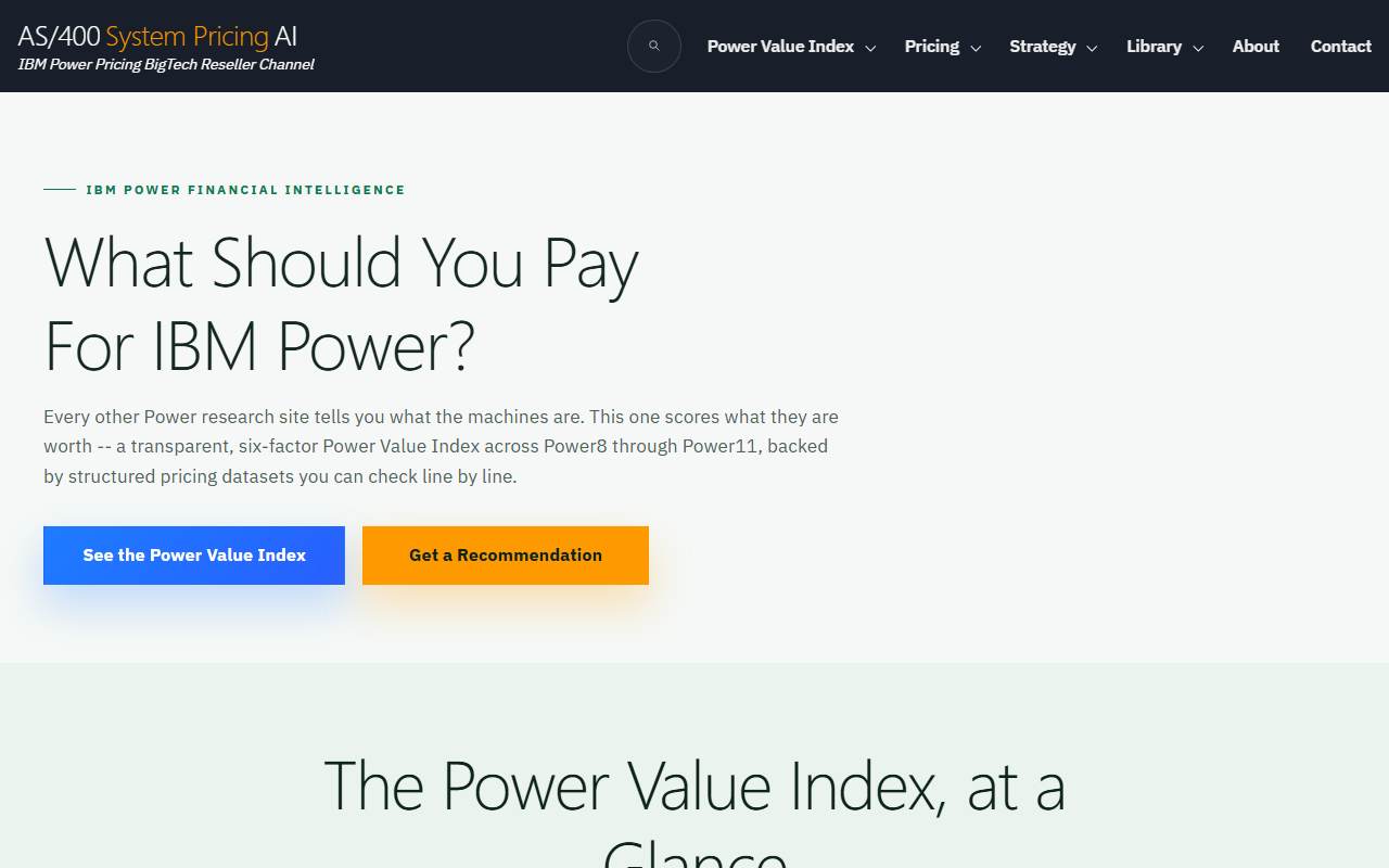pricing.as400system.com homepage screenshot